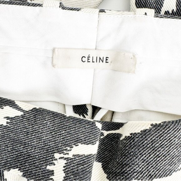 Céline by Phoebe Philo black and ivory abstract animal print wide leg pant denim - Picture 3 of 6
